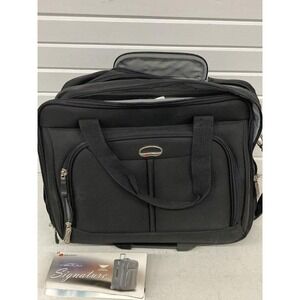 Delsey Helium Signature Carry On Rolling Bag Black Laptop Compartment Expandable
